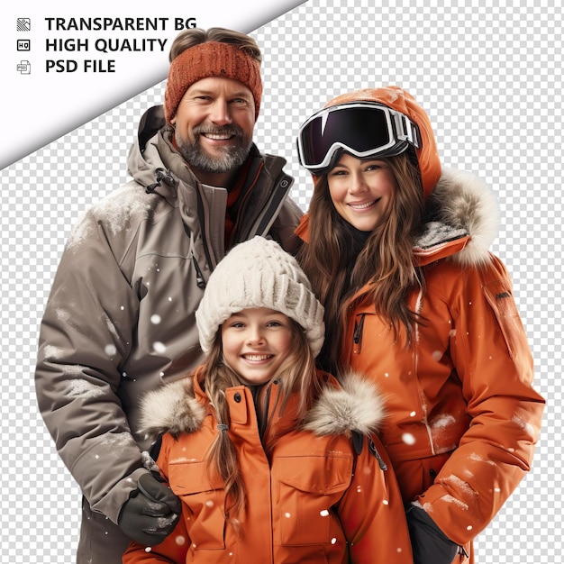 PSD ski familial américain style ultra réaliste dos blanc