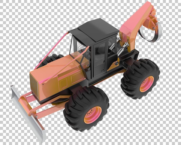 Skidder auf transparentem Hintergrund 3D-Darstellung