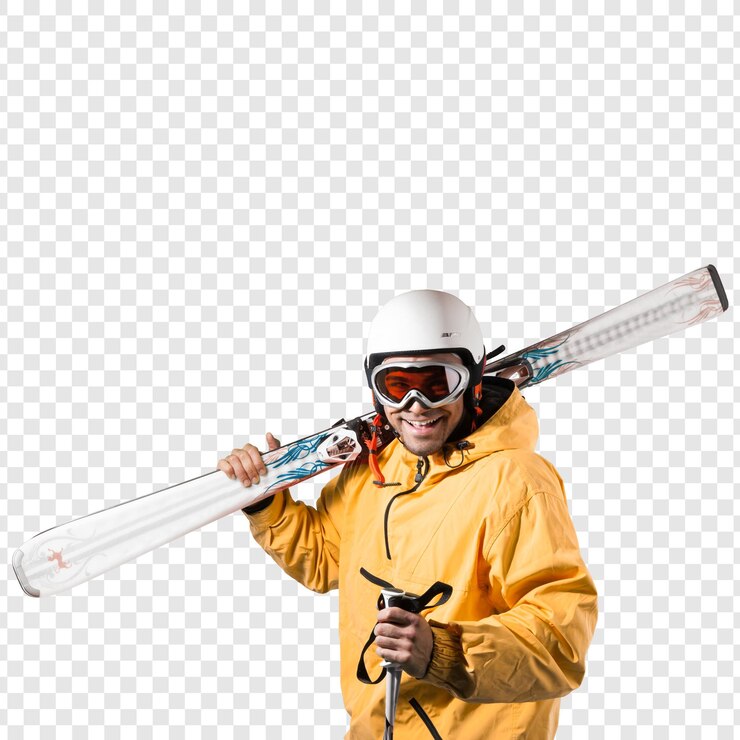 PSD skieur portant des skis