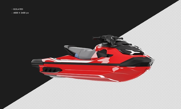 Skijet aquático esportivo vermelho brilhante isolado realista da vista frontal direita