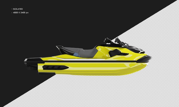 Skijet Nautique Sport Jaune Brillant Réaliste Isolé De La Vue Latérale Droite