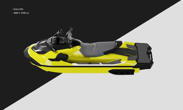 Skijet Nautique Sport Jaune Brillant Réaliste Isolé De La Vue Supérieure Gauche