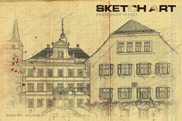 Skizzen-Kunst-Weinlese gepunkteter Papier-Foto-Effekt