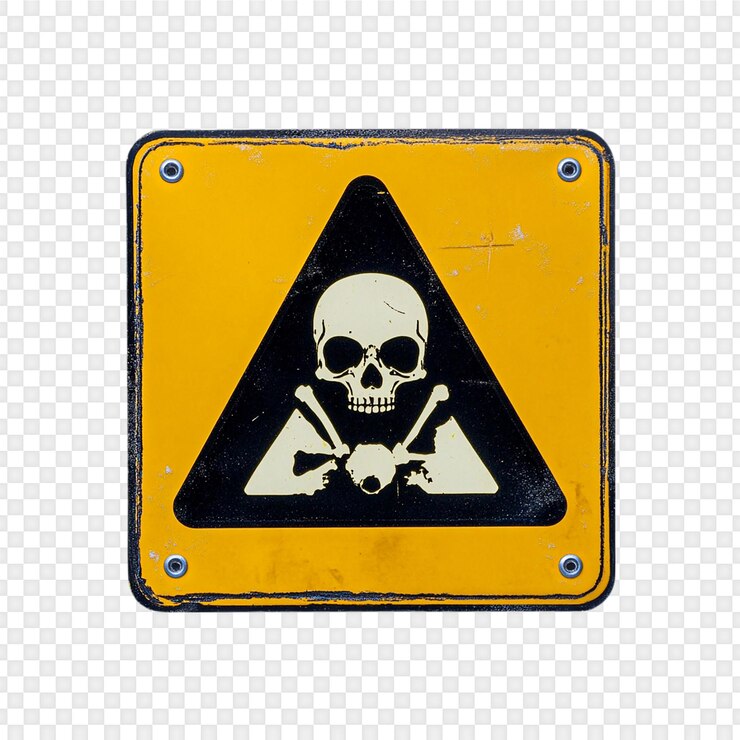 PSD skull and bones danger sign isolated on transparent background