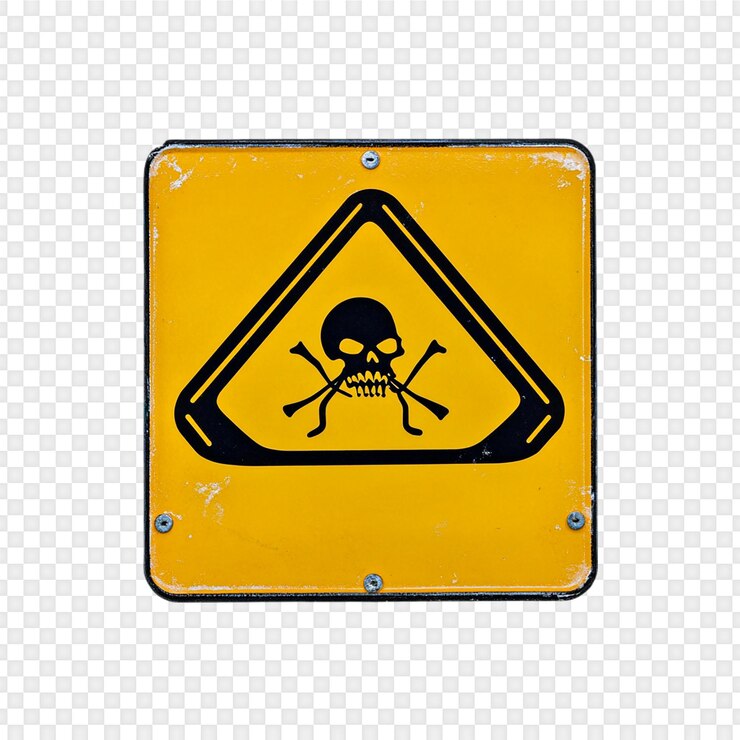 PSD skull and bones danger sign isolated on transparent background