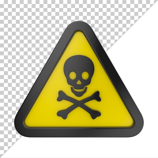 Skull and crossbones in triangle on white background Isolated 3D illustration