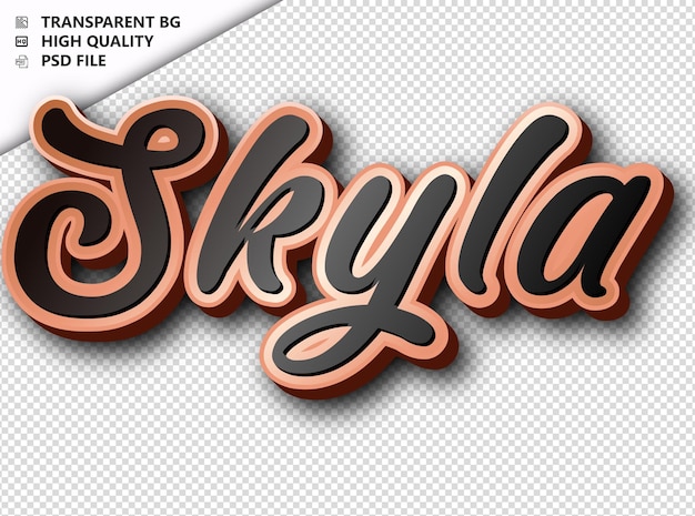 PSD skyla typography texto em bronze preto psd transparente