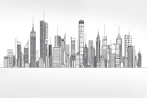 Skyline Stadtgebäude Linie Illustration isoliert