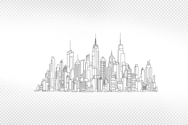 Skyline Stadtgebäude Linie Illustration isoliert