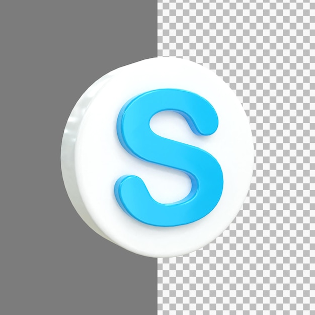 Skype 3d Social Media-Symbol Bunte glänzende 3D-Symbol-Konzept 3D-Rendering für Komposition