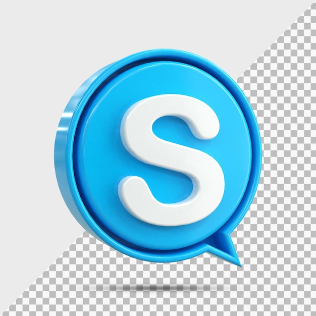 Skype 3d social media-symbol bunte glänzende 3d-symbol-konzept 3d-rendering für komposition