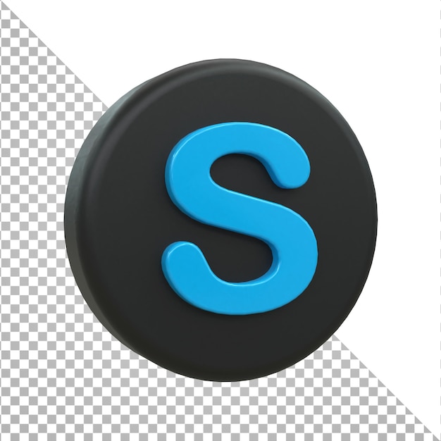 Skype 3d social media-symbol bunte glänzende 3d-symbol-konzept 3d-rendering für komposition