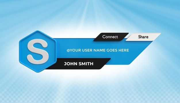 Skype Conéctese con nosotros en las redes sociales Tercio inferior Diseño 3d Icono de representación