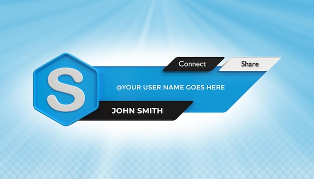 PSD skype conéctese con nosotros en las redes sociales tercio inferior diseño 3d icono de representación