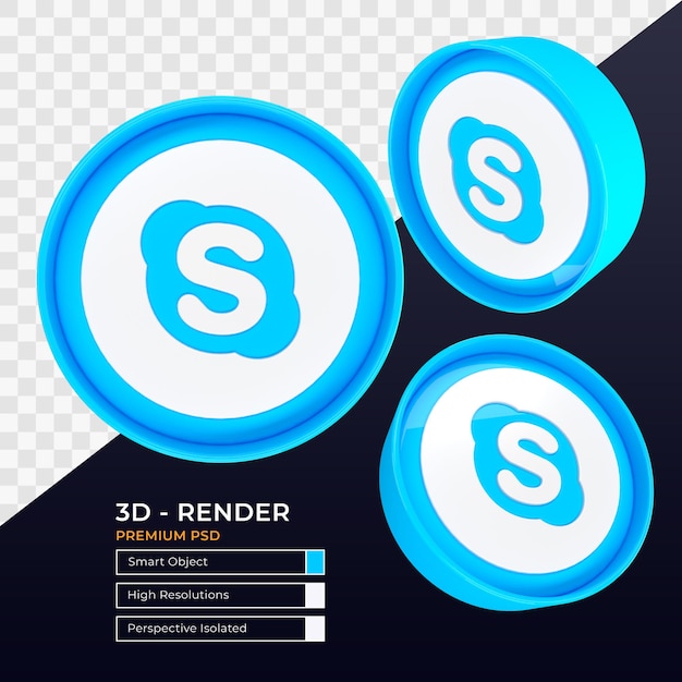 PSD skype icon perspective isoliertes 3d-rendering