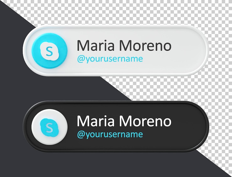 PSD skype sígueme banner 3d render etiqueta aislada sobre fondo blanco