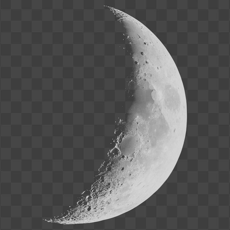 PSD a slender crescent moon hanging on a transparent background