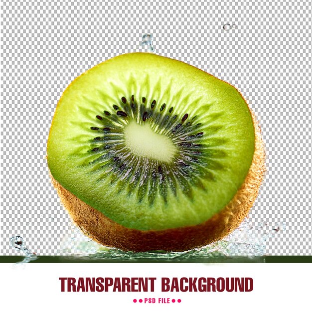 Slice de fruta de kiwi fresca en un fondo transparente generado por la IA