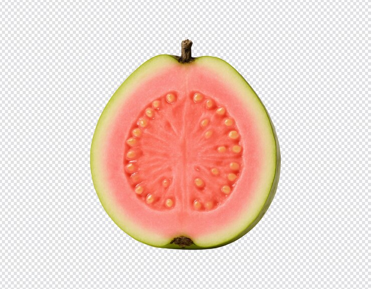 PSD sliced pink guava fruit isolated on white background
