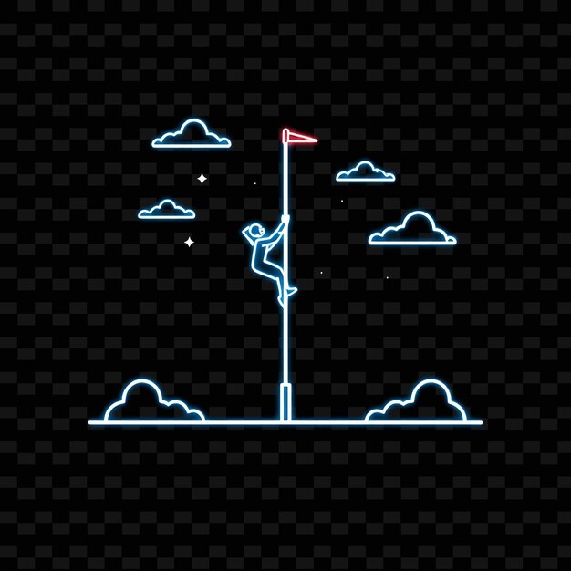 Slim Pole Vaulter con Pole Neon Air Art Design con color azul claro y blanco mezclado decorado con