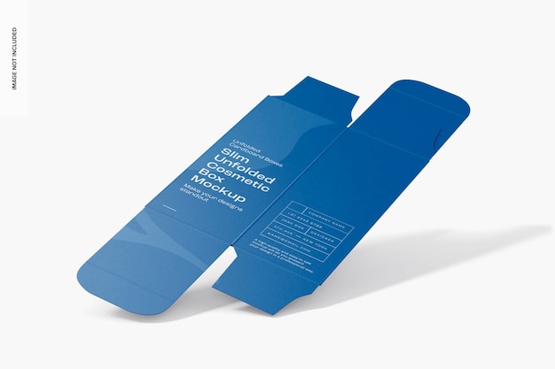Slim Unfolded Cosmetic Box Mockup, Right View