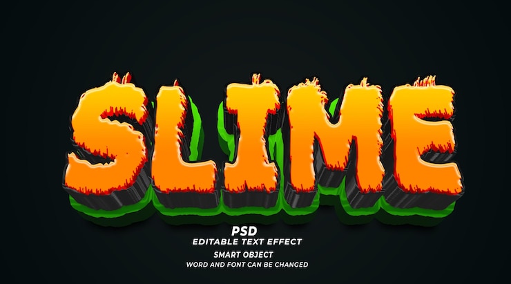 PSD slime 3d effetto testo modificabile photoshop psd style