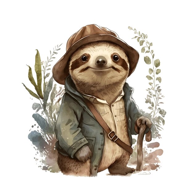 Sloth Ritratto animale 4096px PNG Transparente 300dpi per t-shirt clipart copertina libro cornice murale