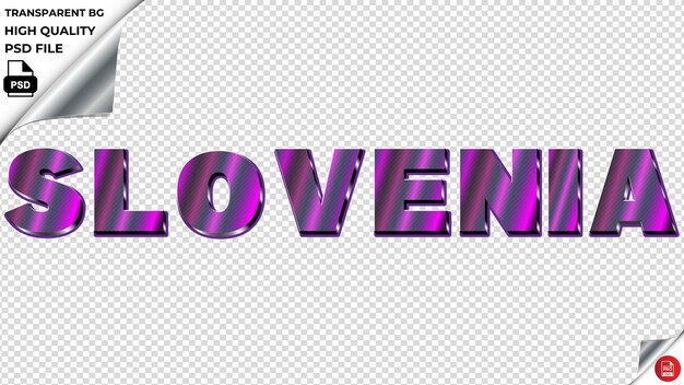 PSD slovénie typographie lumière violette texte métallique psd transparent