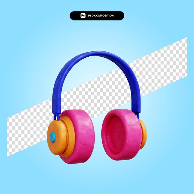 Sluchátka 3D render ilustrace izolovaná