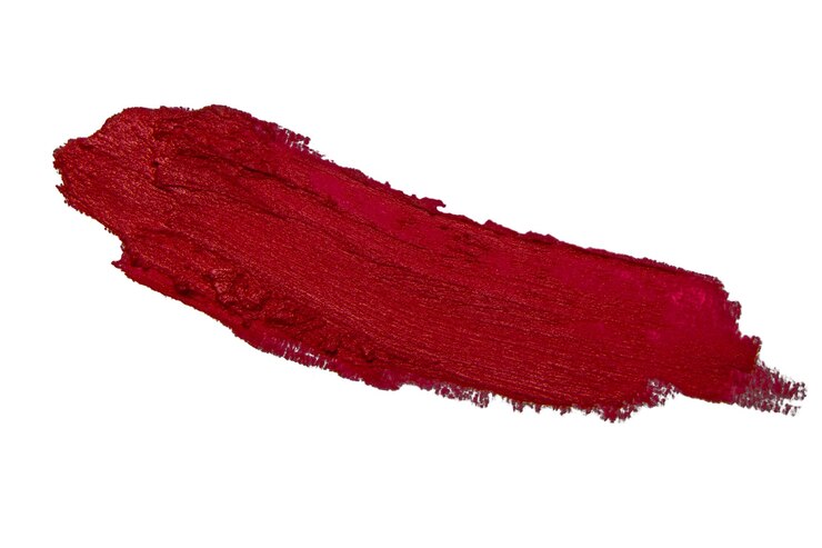 PSD small curved smear of dark lipstick on white background