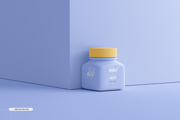 Small Square Pill Supplement Bottle Mockup