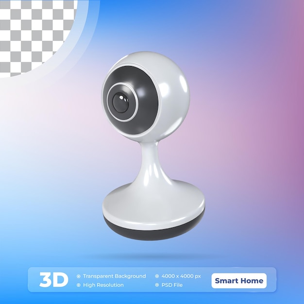 Smart Cctv 3D illustrazione Icon Smart Home con sfondo trasparente