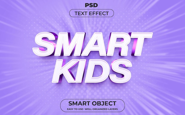 Smart Kids 3d bearbeitbarer Texteffektstil mit Hintergrund