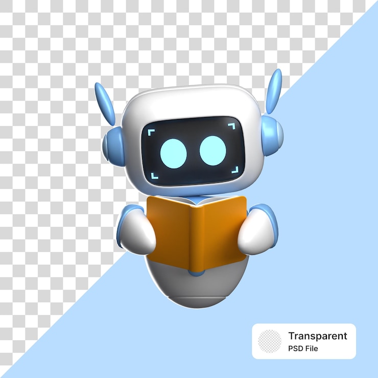 PSD smart robot reading book - 3d cartoon character