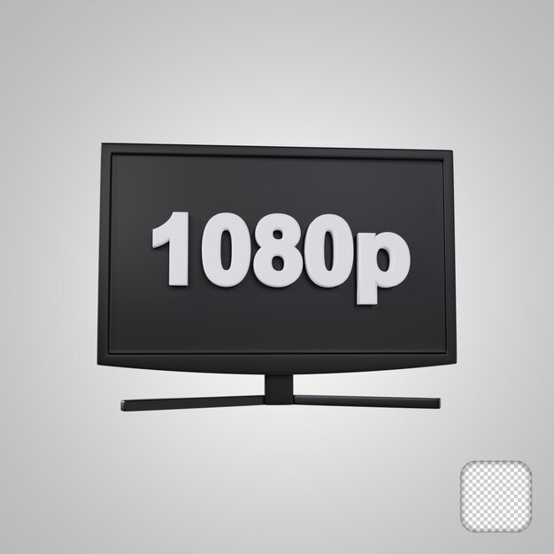 Smart TV 1080p icono ilustración 3D