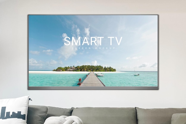 Smart-tv auf wandhintergrund