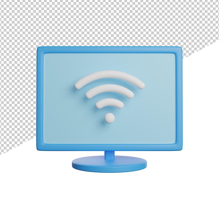 PSD smart tv internet vista frontal 3d renderizado icono ilustración en fondo transparente