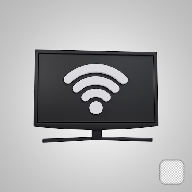 Smart-TV-Signal-WLAN-Symbol 3D-Illustration