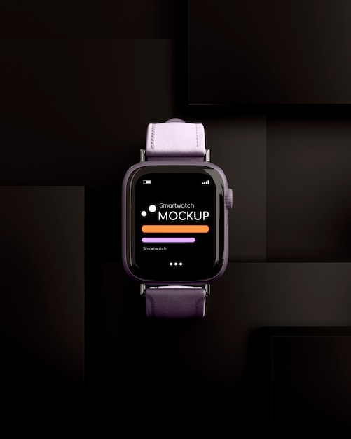 PSD smart watch mockup in geometrischer szene