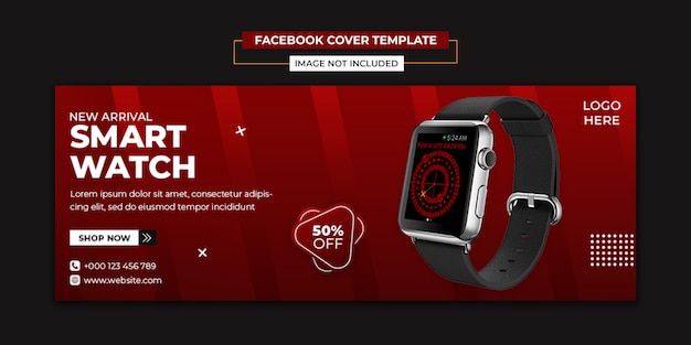 Smart watch, redes sociales y plantilla de portada de facebook