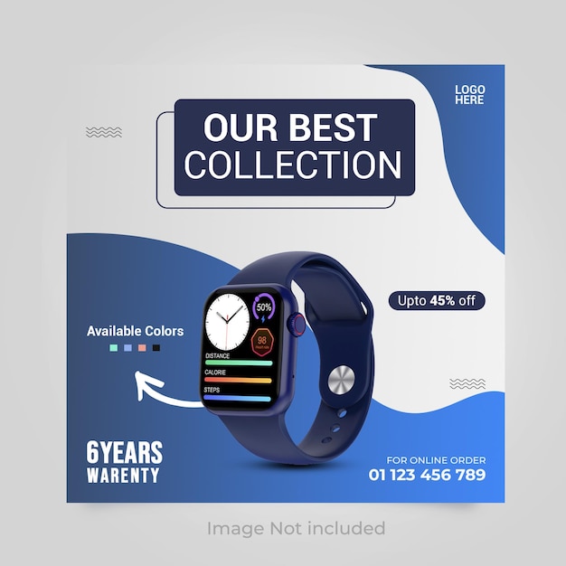 Smart watch social media e modello di post di banner di instagram