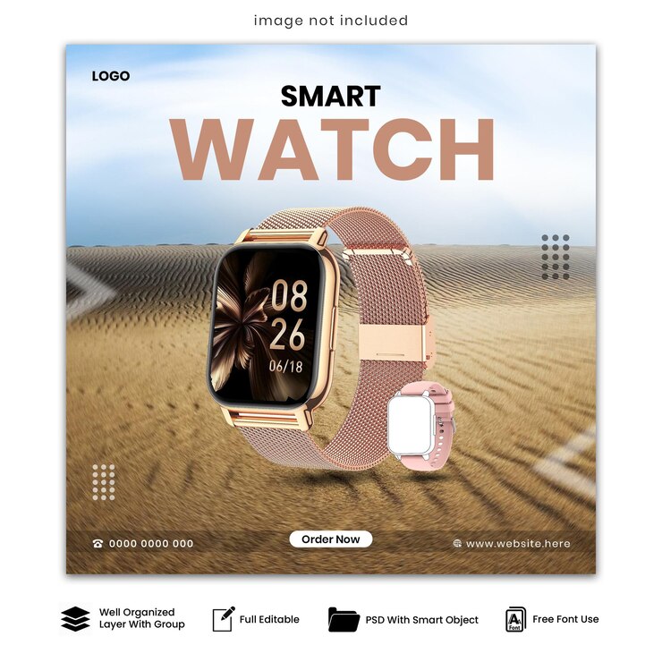Smart watch social media post templatewatch brand product social media post banner design