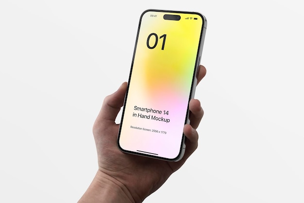 Smartphone 14 in der Hand-Mockup