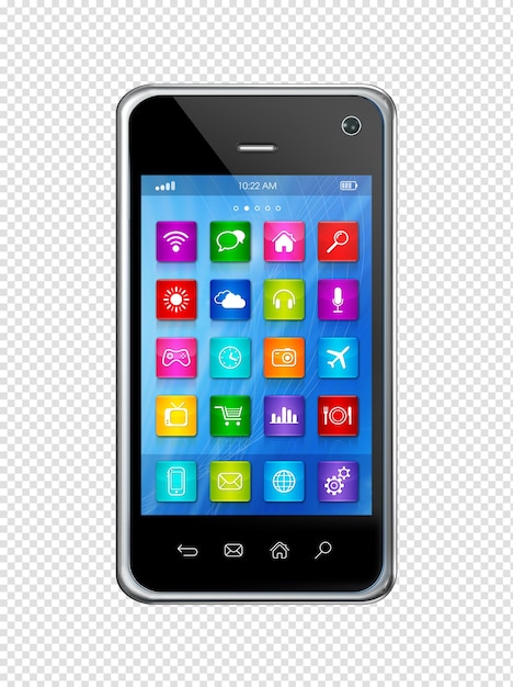 PSD smartphone 3d con aplicaciones de iconos