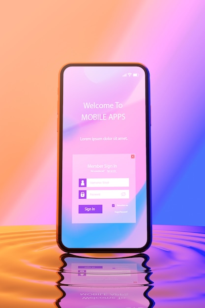Smartphone 3D con effetto acqua