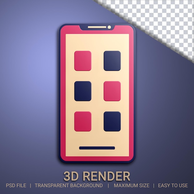 Smartphone 3d con sfondo trasparente