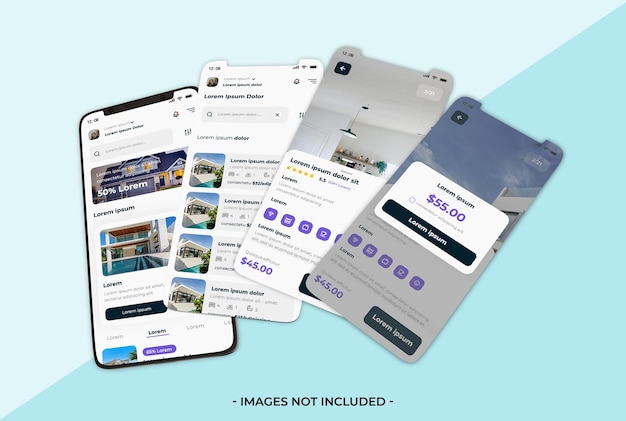 Smartphone and four screen app mockup with editable layer