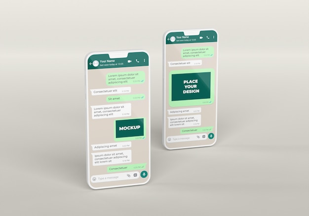 Smartphone-anordnung chat-mockup