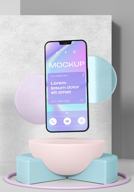 PSD smartphone auf einem podiumsmodell