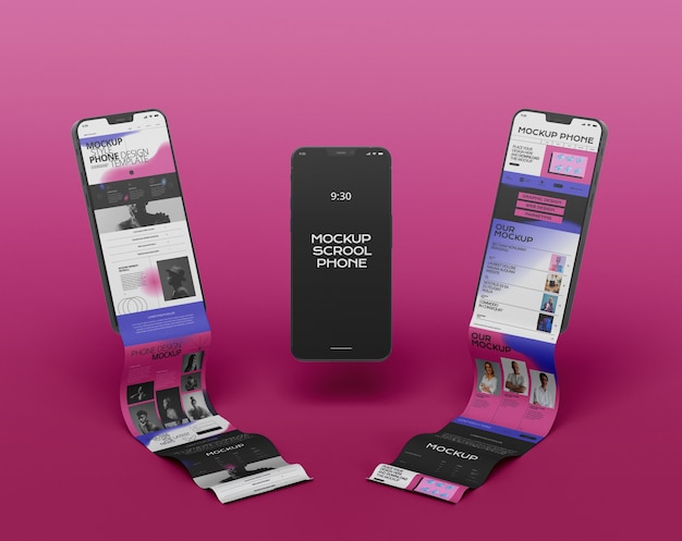 Smartphone-Bildschirm mit langem Scroll-Mockup